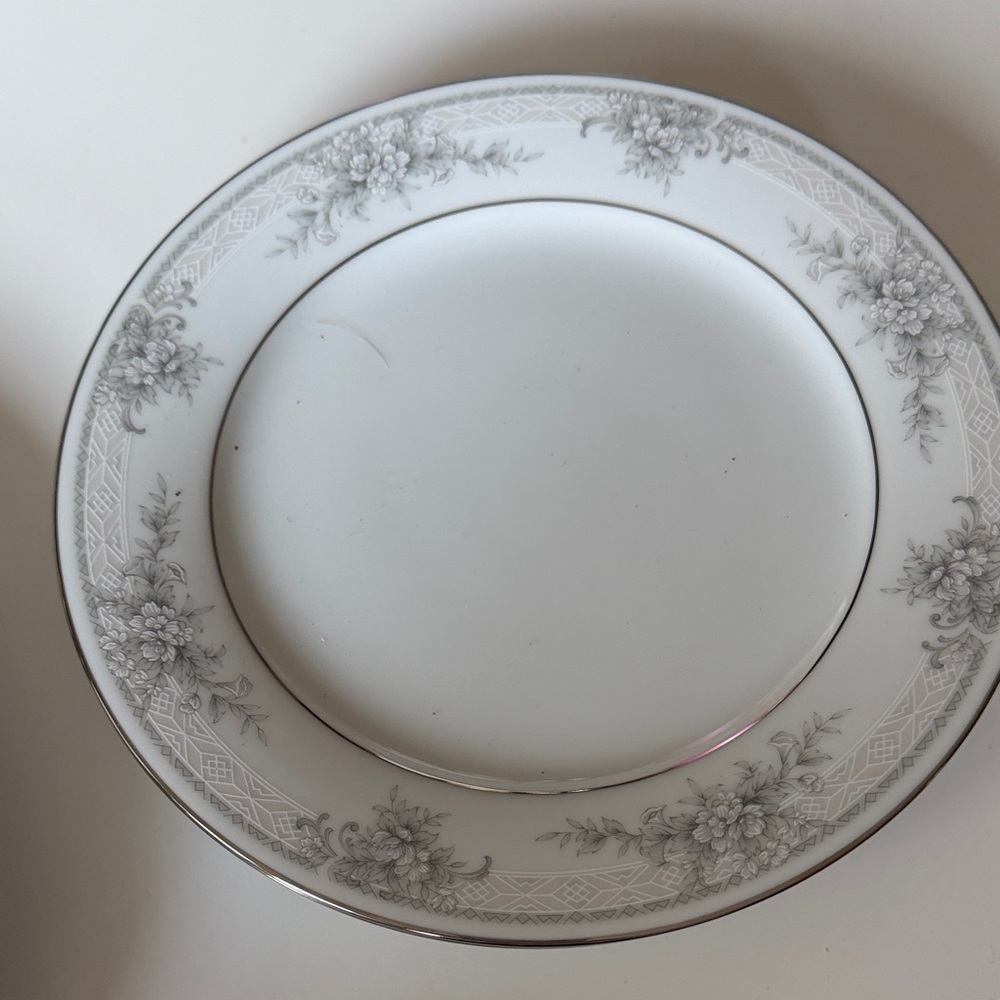 Noritake Silver and White Floral salad Plate